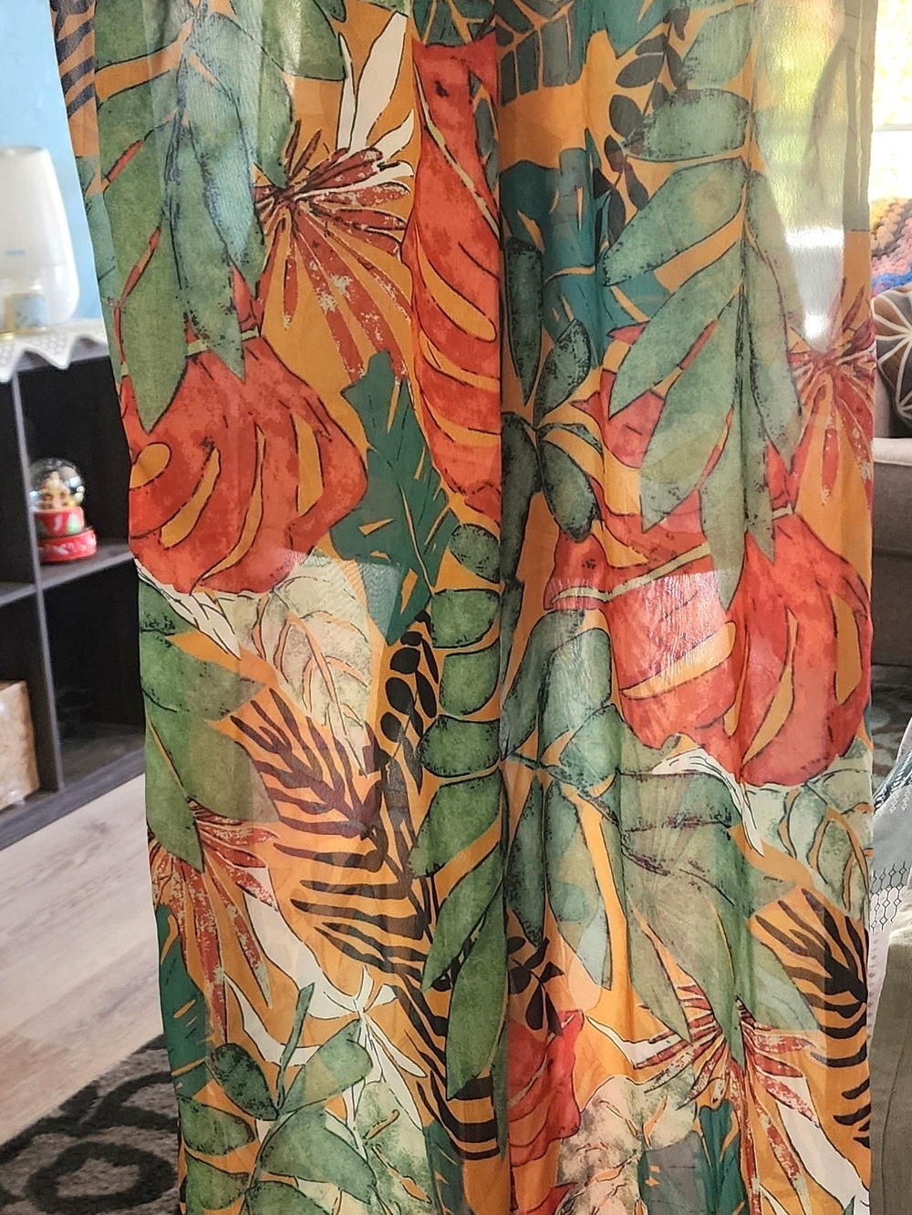 PrettyLittleThing Tropical Print Maxi Skirt - Green & Orange Sz 4